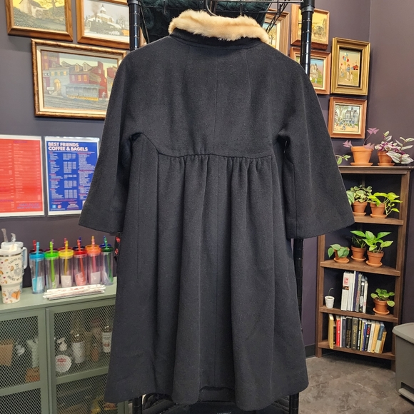 ANTHROPOLOGIE ELEVENSES Wool Blend Faux Fur Black Lined Coat 2 - Picture 3 of 7